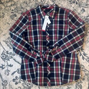 NWTs Talbots Size 10 No-Iron Tartan Plaid Blouse
